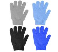 Sibba 4Pcs Exfoliating Gloves Bamboo Exfoliator Mitt Body Scrub Exfoliating Washcloths Scrubbing Glove for Shower, Spa, Massage and Dead Skin Cell Remover Loofah