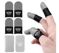 Sibba 4pcs Finger Sleeves Mobile Gaming Gloves, Silver Fiber Game Controller Thumb Sleeve, Ultra Thin Seamless Touchscreen Thumb Sleeves Anti Sweat Finger Cover Breathable Sensitive fit Tablet Devices