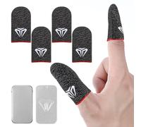 Sibba 4x Finger Sleeves Mobile Gaming Gloves Silver Fiber Game Controller Thumb Sleeve Ultra Thin Seamless Touchscreen Thumb Sleeves Anti Sweat Finger Cover Breathable Sensitive fit Tablet Devices Red
