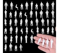 Sibba 50 Pcs Unpainted Mini People Figurines 1: 50 Scale Little People Toys Architectural Painted Tiny Model Sitting Standing Miniature Figurines Model for Miniature Scenes