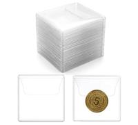Sibba 50Pcs Single Pocket Coin Sleeves 2.16 x 2.16Inches Clear PVC Coin Holders & Protectors Flips Plastic Coins Collection for Plafor Coins Currency Bills Collectors Small Plastic Pouches for Storage