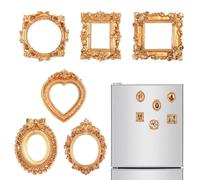 Sibba 6-Pack Antique Gold Mini Picture Frames Baroque Style Resin Photo Frames for DIY Crafts, Jewelry Display, Photography Props, Home, Wedding & Party Decoration