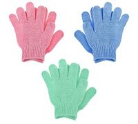 Sibba 6Pcs Exfoliating Gloves Bamboo Exfoliator Mitt Body Scrub Exfoliating Washcloths Scrubbing Glove for Shower, Spa, Massage and Dead Skin Cell Remover Loofah (Green, blue, pink)
