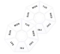 Sibba 7 Day Pill Organizer, 2 Pcs Medicine Pill Box, Daily Pill Holder, Portable Travel Pill Container Holder for Pocket or Purse, Medicine Planner for Vitamins Fish Oil, Supplements(Clear)