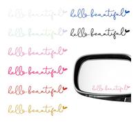 Sibba 8 PCS Rear View Mirror Stickers, Hello Beautiful Inspirational Car Decals, Multicolor, Waterproof, Typographic, Car Sticker