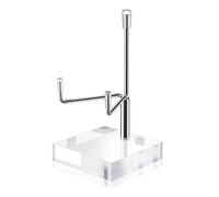 Sibba Adjustable Metal Arms Display Photo Stand Easel Acrylic Base Small Holder Case Plate Clear Base Home Décor Accents for Picture Book Coral Geodes Rock(Gold or Clear color) (silver)