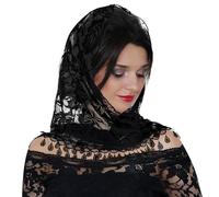 Sibba Black Lace Veil Halloween Veil Headband Triangle Veil Lace Head Covering Chapel Scarf Embroidery Headpiece Grace Bridal Veils Elegance Tulle Floral Fit Party Birthday Wedding Masquerade(Black)
