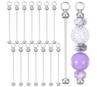 Sibba Blank Beadable Keychain Bars 15 PCS Bulk Metal DIY Focal Bead Key Chain Bar Charms Silver Creative Cute Keychains Bar Making Supplies for Pendant DIY Crafts Jewelry Making Easy to Detachable