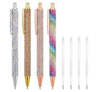 Sibba Bling Pen Set 4 Glittering Rhinestone Ballpoint Pens with 1.0mm Refills Diamond Crystal Sparkle Pens for Women, Office, Bridesmaid, Wedding & Birthday Gifts, Journaling, and Elegant Writing