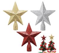 Sibba Christmas Tree Topper Decoration 3 PCS Pentagram Decorative Holiday 4 inch Sparkle Star Themed Ornament Glitter Stars Seasonal Decor Sparkle Holder Thanksgiving Home Decorate Festive Atmosphere