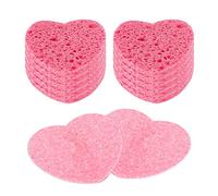 Sibba Compressed Facial Sponges，10 Pieces Heart Cellulose Facial Sponges，Face Exfoliator Cleansing Sponge，Natural Cosmetic Spa Sponges Facial Cleansing，Massage，Pore Exfoliating，Mask，Makeup，Pink