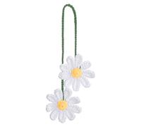 Sibba Crochet Daisy Car Accessories Flower Rear View Mirror Accessories Handmade Hanging Charms Knitted Gifts Cute Car Decor Automotive Interior Aesthetic Boho for Crochet Lovers Women