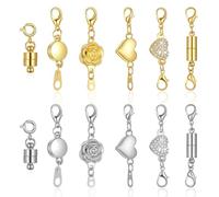 Sibba Double Lobster Clasp Necklace Extender 12 PCS Lobster Claw Clasps Connector for Jewelry Making Double Opening Jewelry Clasps Gold and Silver Alloy Bracelet Chain Extenders