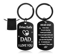 Sibba Drive Safe I Love You Dad Keychain, Unique Father’s Day Birthday Gifts for Dad from Daughter Son Funny Daddy Engraved Keychain Gift Carnival Anniversary Present for Him