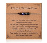 Sibba Evil Eye Protection Bracelet for Women Men Adjustable Black Glass Bead Anxiety Relief Bracelet with Crystals Chakra Balancing Empath Gift Spiritual Jewelry Positive Energy Good Luck Bracelets