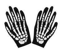 Sibba Gloves Halloween Hands Costumes 1 Pair Ghost Cosplay Skull Claws Horror Bone Scary Full Long Fingers Party Decor Rider Mittens Adults Women Men(black,short)