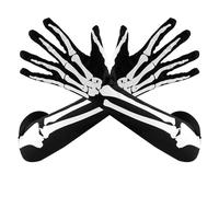 Sibba Gloves Halloween Hands Costumes 1 Pair Ghost Cosplay Skull Claws Horror Bone Scary Full Long Fingers Party Decor Rider Mittens Adults Women Men(black,long)