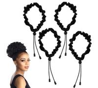 Sibba Hair Ties Stretcher Locs Bun Hook 4 PCS Elastic Bands For Stretching Invisibobble Dreadlock High Ponytail Holder Long Thick Curly Hair Bracelet Fancy Headband Soft Scrunchies Wrap Women