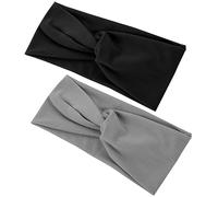 Sibba Headbands Head Bands 2 PCS Non Slip Knotted Boho Hairband Elastic Wraps Wide Stretchy Fabric Cloth Headwear Workout Styling Soft Headpiece 90s Curly Halloween Hair Accessories Women Girls