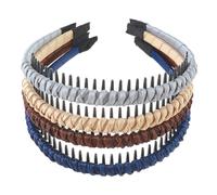 Sibba Headbands Head Bands 4 PCS Elastic Hair Band Hoop Non Slip Zig Zag Adjustable Wavy Teeth Comb Hairband Thick Comfy Hairbands Summer Sports Comfortable Headpiece Curly Hairstyle Yoga Spa Women