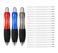 Sibba Heavy Ballpoint Pen, Pack of 3, Large Thick Pens, Aid, Large Pens with Wide Handle, Writing Accessories, 18 Pieces Refills for Tremor, Handicap, Carpal Tunnel, Weak Hand, Office, Black, Red,