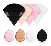 Sibba Loose Powder Makeup Puffs 8 Pieces Multi-colored Makeup Setting Triangle Face Foundation Cushion Pads Beauty Applicator Cosmetics Portable Holder Strap Sponge Soft Mini Cover