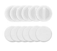 Sibba Loose Powder Puff 12 Pieces Round Velour Face Makeup Compact Body Container Setting Pressed Blending Foundation Cream Make Up Ribbon Strap Sponge Cushion Halloween Cosmetic Applicator (White)