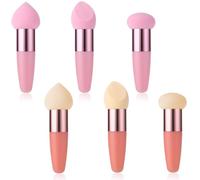 Sibba Makeup Sponge Holder Powders Puff 6 PCS Beauty Blender Blending Applicator Mushrooms Foundation Brushes Facials Cream Handle Brush Cosmetic Head Small Blusher Make Up Set Concealer Color
