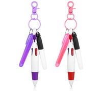 Sibba Mini Highlighter 2 Pcs Nurse Pen Pack Set Permanent Marker Pen Keychain Clip Writing Correction Supplies Retractable Ball Pen Multicolor Work Pens for Hand Ledger Note Office