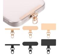 Sibba Phone Lanyard Patch Set 6 PCS Heavy Duty Metal Phones Tether Tabs with 44lbs Load Capacity Ultra-Thin Cellphone Tether Tab for Phone Lanyard Universal for i Phones Android Full Cases Black Gold