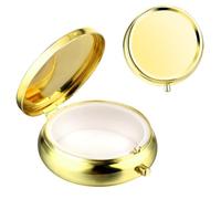 Sibba Portable Medicine Pill Case, Travel Multi-Functional Moisture Proof Pill Box for Purse & Pocket, Cute Metal Medicine Pill Organizer Box for Vitamins, Fish Oil & Supplements(Gold)