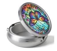 Sibba Portable Pill Case, Small Medicine Box Pocket Pill Container for Purse, Travel Medicine Organizer Waterproof Tablet Box Pastillero for Vitamins Fish Oil Supplements (Butterfly)