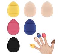 Sibba Powder Puff 6 Pcs Makeup Sponge Face Foundation Blending Concealer Applicator Eye Shadow Cushion Pads Cosmetic Mini Small Triangle Soft Finger Holder Travel Case Make Up Set