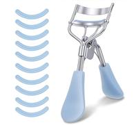 Sibba Professional Eyelash Curler Eyelash Curler with 10 Extra Silicone Replacement Pads for Women Girls No Pinching or Pulling Suitable for Curved Eyelashes All Eye Shapes (Blue)