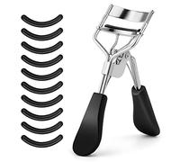 Sibba Professional Eyelash Curler, Lash Curler with 10 Extra Silicone Replacement Pads for Women Girls No Pinching or Pulling Fit All Eye Shapes (Silver)