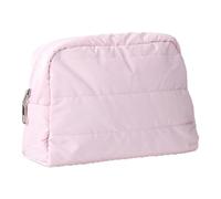 Sibba Puffy Makeup Bag, Waterproof Travel Cosmetic Bag for Women, Spacious Toiletry Organizer Pouch Compact Vanity Bags for Toiletries Brushes Beauty Essentials, Pink