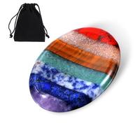 Sibba Rainbow Thumb Stone Chakra Crystal Teardrop Shape Reiki Gemstone Natural Pockets Worry Stone Meditation Stones Hand Carved Crystals Soothing Balance Stones Mental Gifts