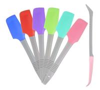 Sibba Silicone Mini Spatula, 6Pcs Curved Small Rubber Spatula for Jar, Can, Bowl, Heat Resistant Non Stick Flexible Food Scraper, Multipurpose Kitchen Tool for Cooking Baking Frosting or Mixing, 7in