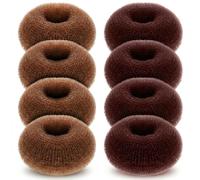 Sibba Small Hair Bun Maker, 4 Dark Brown 4 Light Brown Hair Donuts for Buns, Mini Bun Donut Makers for Women Short & Thin Hairtype, Easy Chignon & Updo Styles