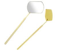 Sibba Square Lash Mirror Potable Eyelash Extensions Applicator Supply 1 Piece Stainless Detachable False Eyelashes Inspection Mirror Multi-functional Dental Examination Eye Make-up Tool (1 PC Golden)