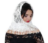 Sibba Triangle Veil Lace Head Covering Chapel Scarf Embroidery Headpiece Grace Bridal Veils Elegance Tulle Floral Hair Accessories Fit Party Birthday Wedding Masquerade(White)