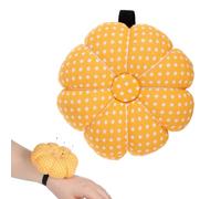 Sibba Wrist Pin Cushion Kit, Needle Pins Cushion with Elastic Strap 48Pcs Sewing Pins, Pumpkin Fabric Cute Wearable Cushions for Needlework or DIY Crafts