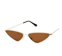 Sibeg 2023 New Vintage Cat Eye Sunglasses Men Women Unique Triangle Sun Glasses Female Yellow Metal Eyeglasses UV400(Color:Brown)