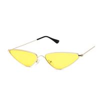 Sibeg 2023 New Vintage Cat Eye Sunglasses Men Women Unique Triangle Sun Glasses Female Yellow Metal Eyeglasses UV400(Color:Yellow)