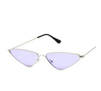 Sibeg 2023 New Vintage Cat Eye Sunglasses Men Women Unique Triangle Sun Glasses Female Yellow Metal Eyeglasses UV400(Color:Purple)