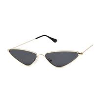 Sibeg 2023 New Vintage Cat Eye Sunglasses Men Women Unique Triangle Sun Glasses Female Yellow Metal Eyeglasses UV400(Color:Black)