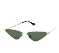 Sibeg 2023 New Vintage Cat Eye Sunglasses Men Women Unique Triangle Sun Glasses Female Yellow Metal Eyeglasses UV400(Color:Green)