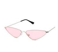 Sibeg 2023 New Vintage Cat Eye Sunglasses Men Women Unique Triangle Sun Glasses Female Yellow Metal Eyeglasses UV400(Color:Pink)