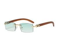 2024 New Rimless Sunglasses For Men Rectangle Vintage Sun Glasses Women Retro Square Fashion Glasses Shades(Color:Green)