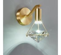 SIBEG Brass Wall Lamp LED Crystal Diamond Wall Lamp Luxury Gold K9 Crystal Lamp Adjustable Light Color 3000K/4000K/6000K Modern Interior Lighting Light Wall Decorative Lamp for Bedroom Living Room